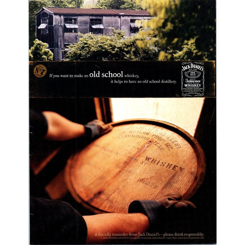 2003 Jack Daniels Tennesee Whiskey Barrel Barrelhead Vintage Print Ad Wall Art
